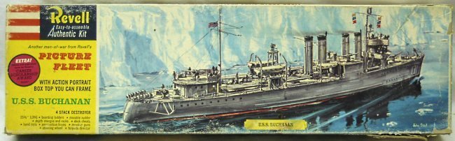 Revell 1/240 USS Buchanan DD131 Four Stack Destroyer - With Master Modeler Stamp, H375-149 plastic model kit